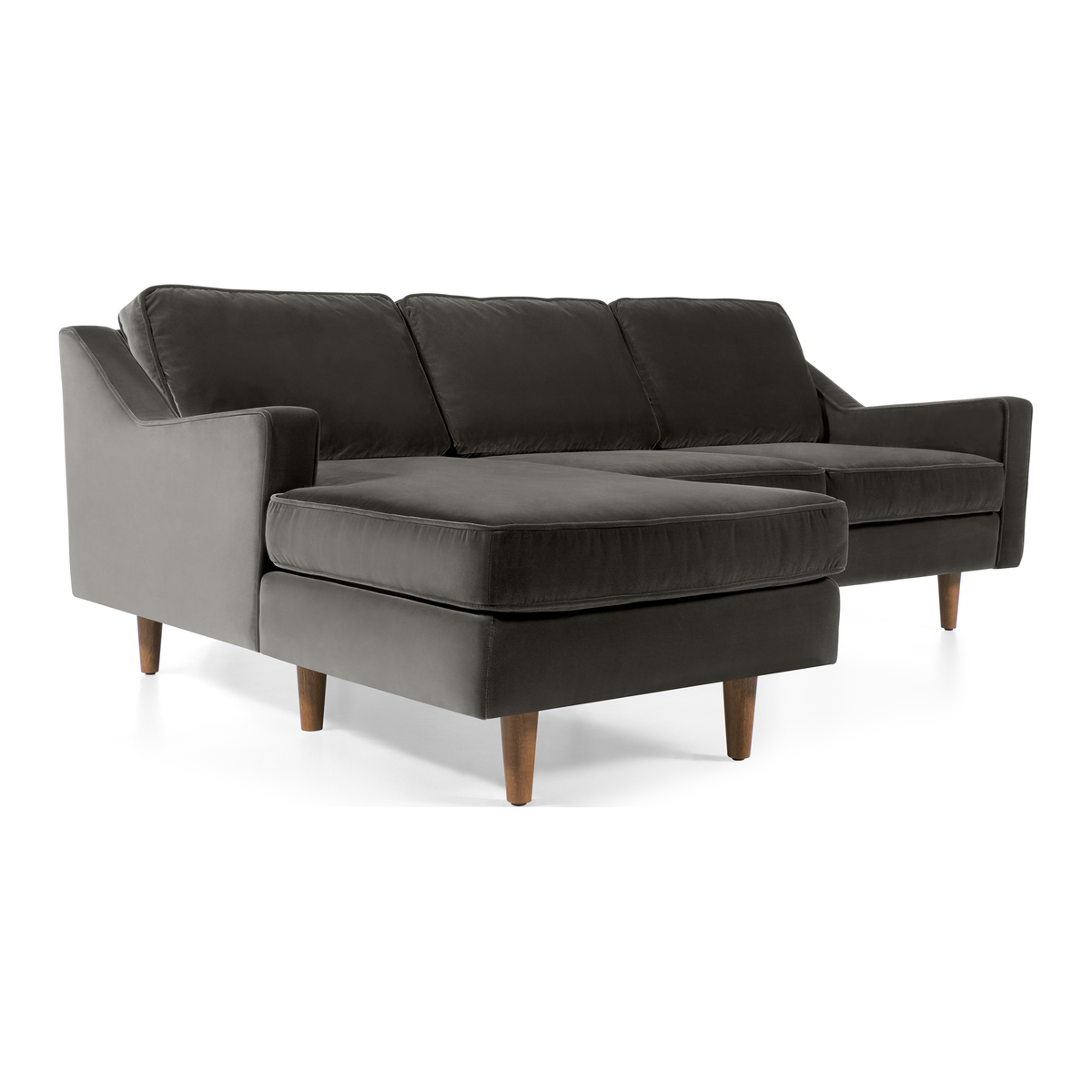 Dallas Left Hand Facing Chaise End Corner Sofa, Concrete Cotton Velvet – image 1