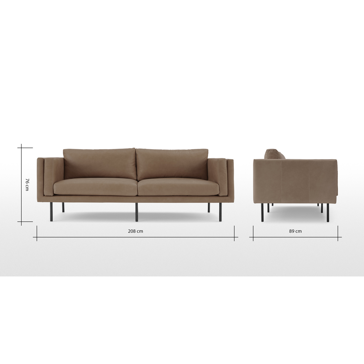 Savio 3 Seater Sofa, Chalk Mink Leather – image 7