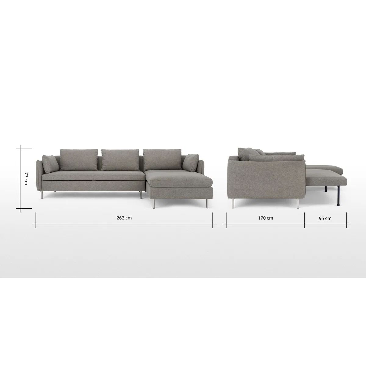 Vento Right Hand Facing Chaise End Sofa Bed, Manhattan Grey – image 9