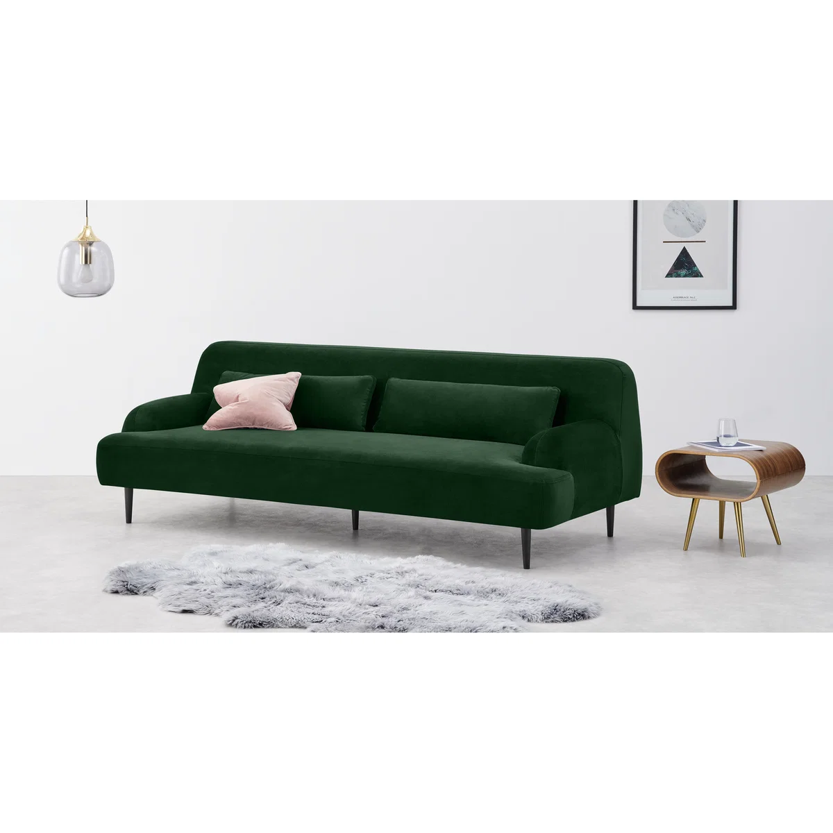 Giselle 3 Seater Sofa, Pine Green Velvet – image 3