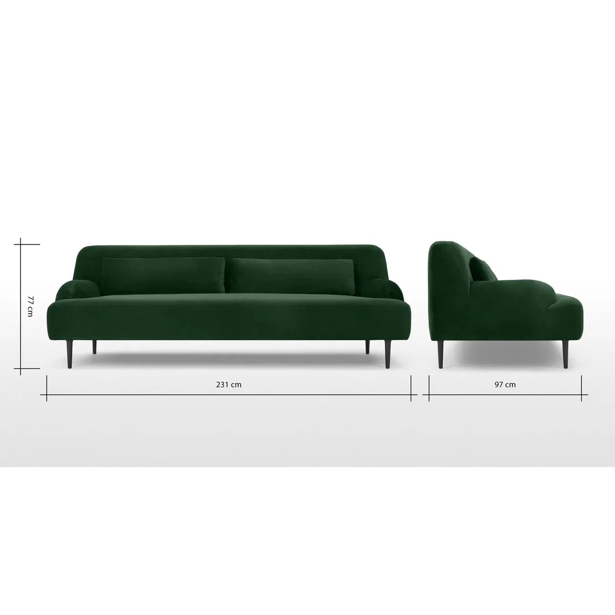 Giselle 3 Seater Sofa, Pine Green Velvet – image 8