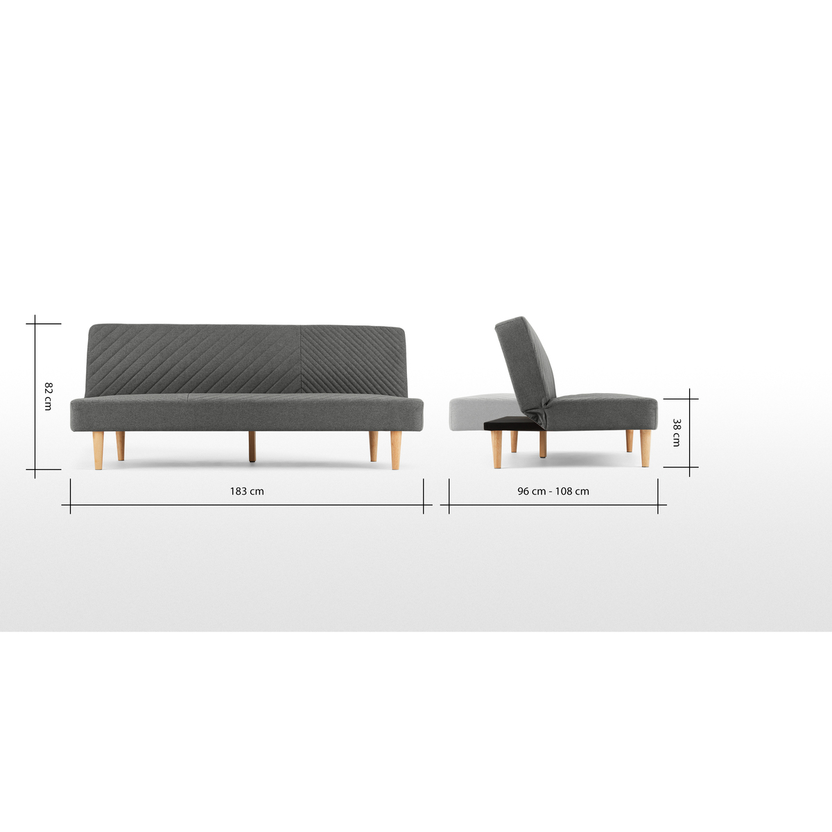 Ryson Click Clack Sofa Bed, Marl Grey – image 9