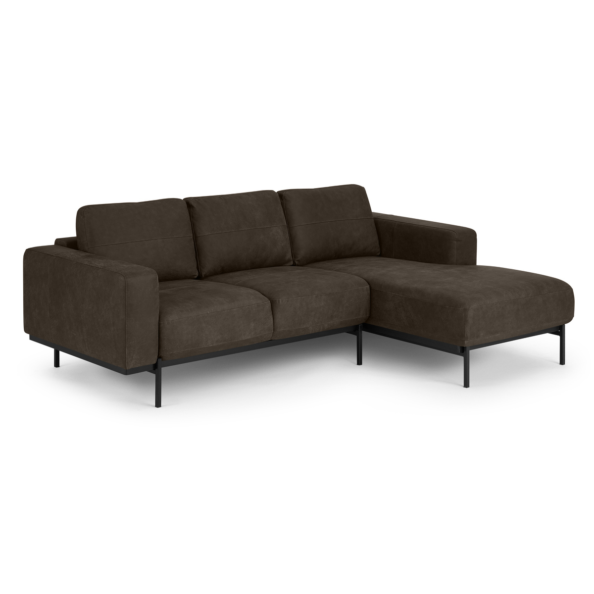Jarrod Right Hand facing Chaise End Corner Sofa, Truffle Brown Leather – image 2