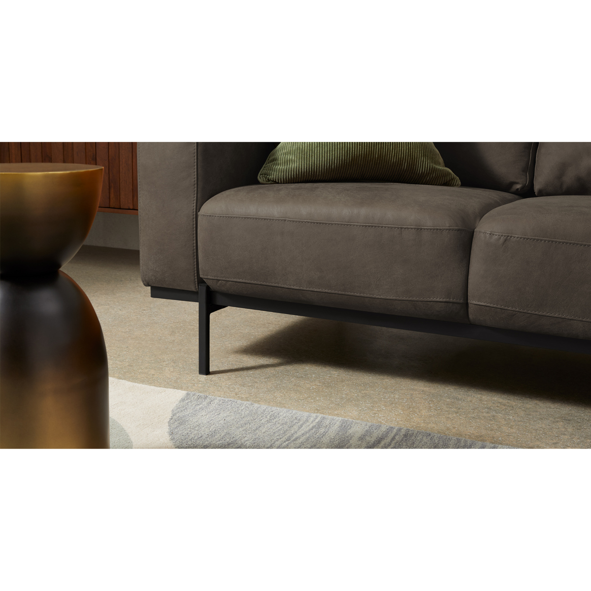 Jarrod Right Hand facing Chaise End Corner Sofa, Truffle Brown Leather – image 4