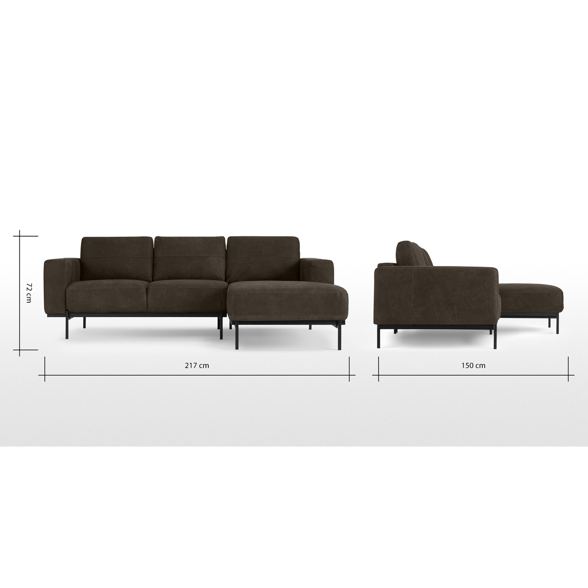 Jarrod Right Hand facing Chaise End Corner Sofa, Truffle Brown Leather – image 8