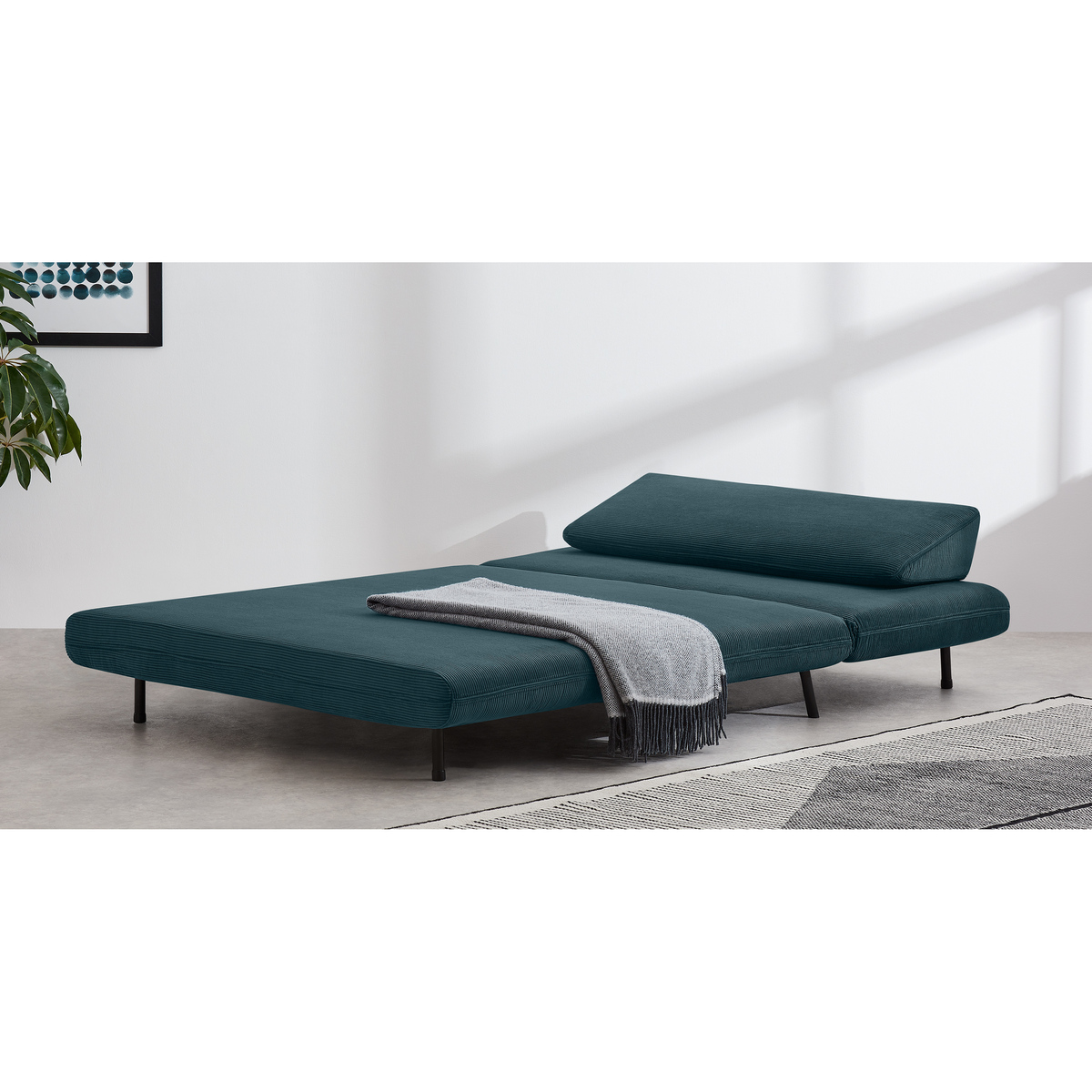Kahlo Double Seat Sofa Bed, Teal Corduroy Velvet – image 7