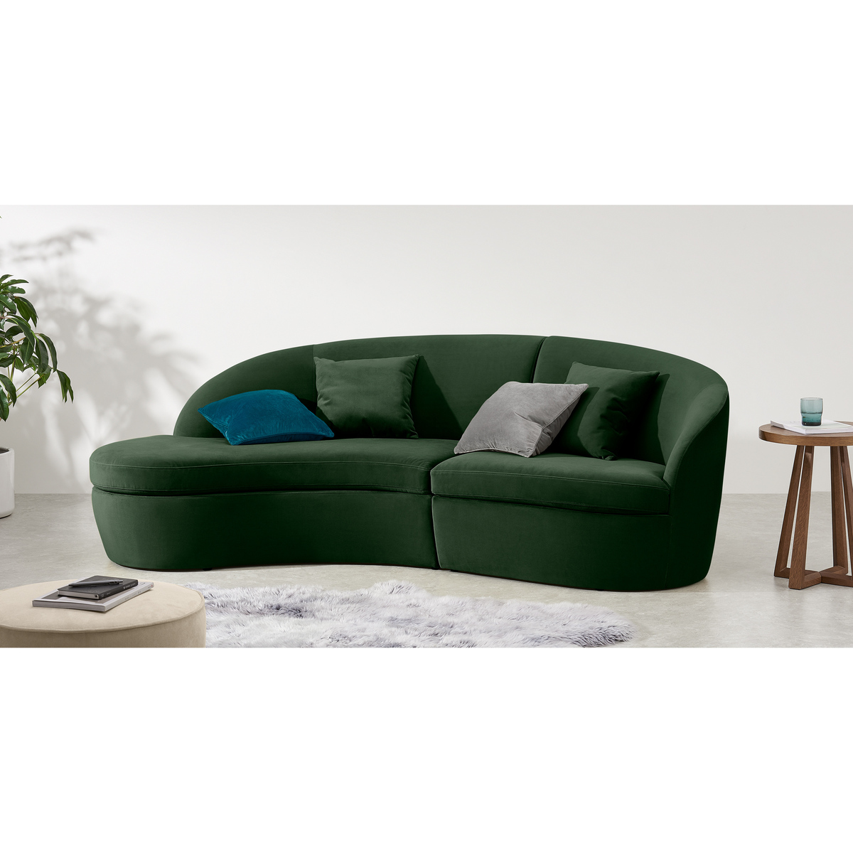 Reisa Left Hand Facing Chaise End Sofa, Pine Green Velvet – image 3