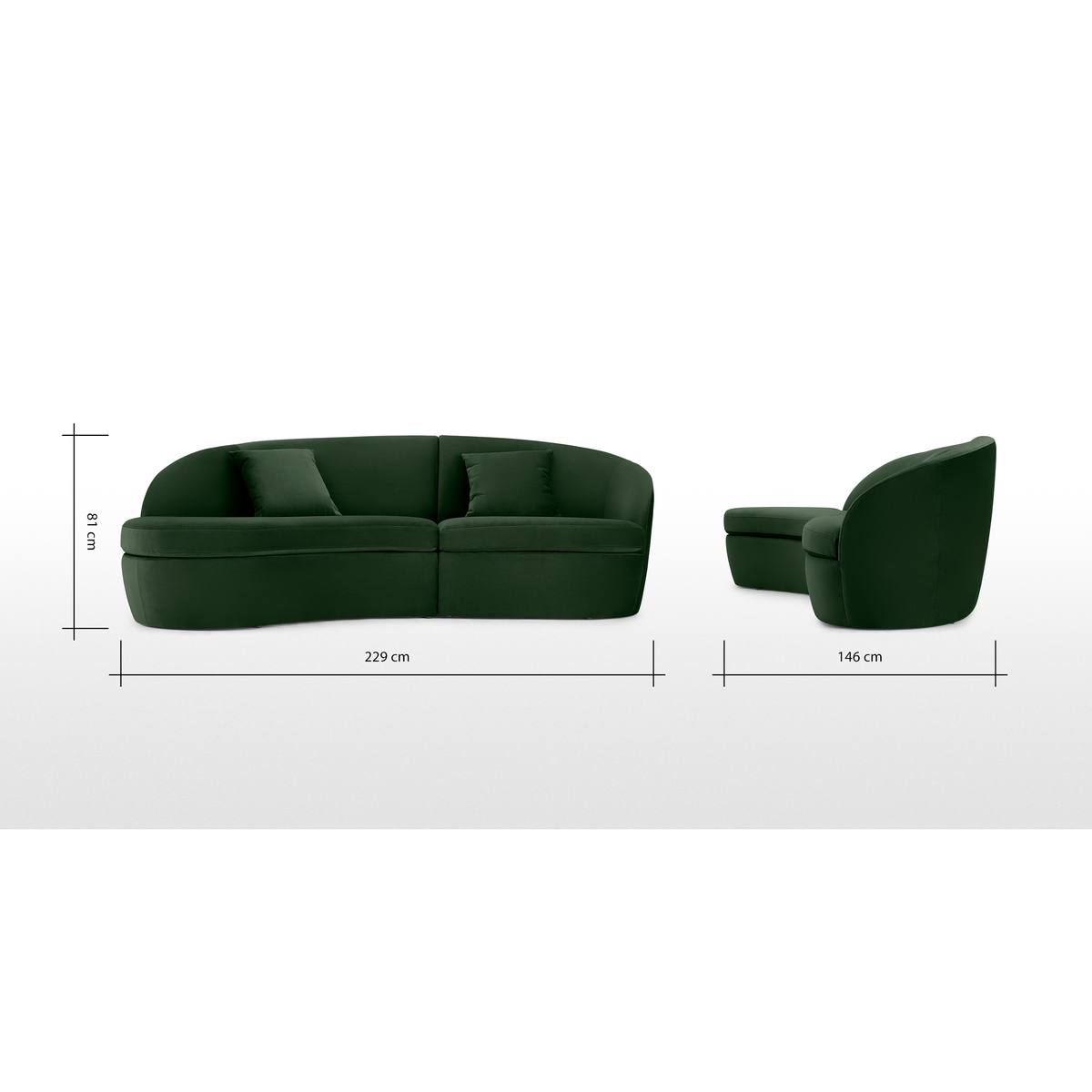 Reisa Left Hand Facing Chaise End Sofa, Pine Green Velvet – image 8