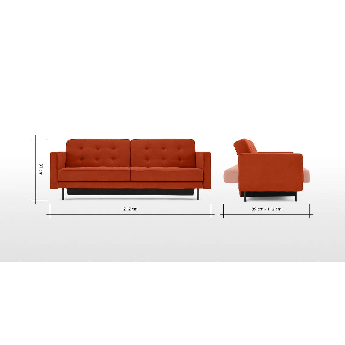 Rosslyn Click Clack Sofa Bed with Storage, Sedona Orange – image 9