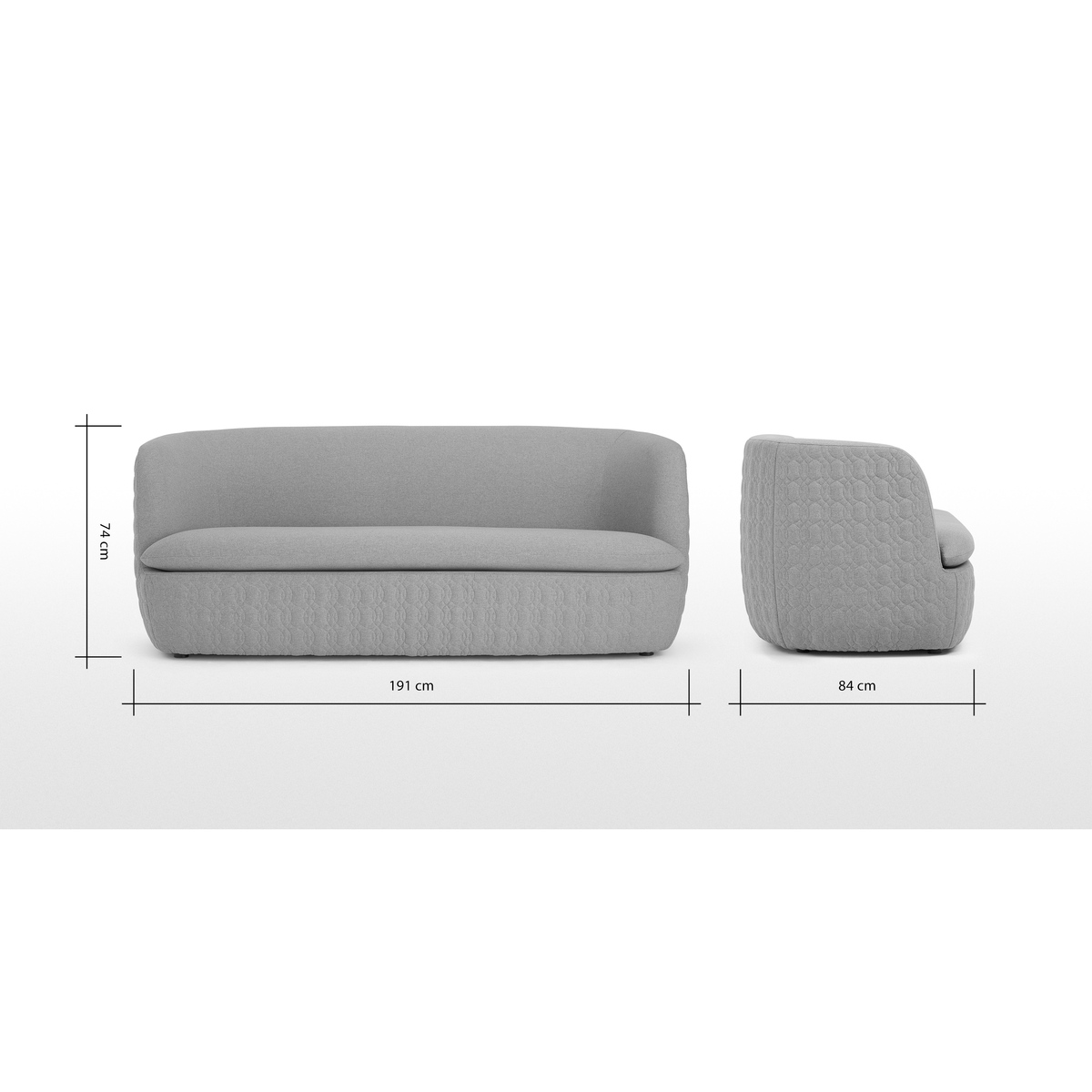 Tandy Large 2 Seater Sofa, Quilted, Cool Grey – image 8