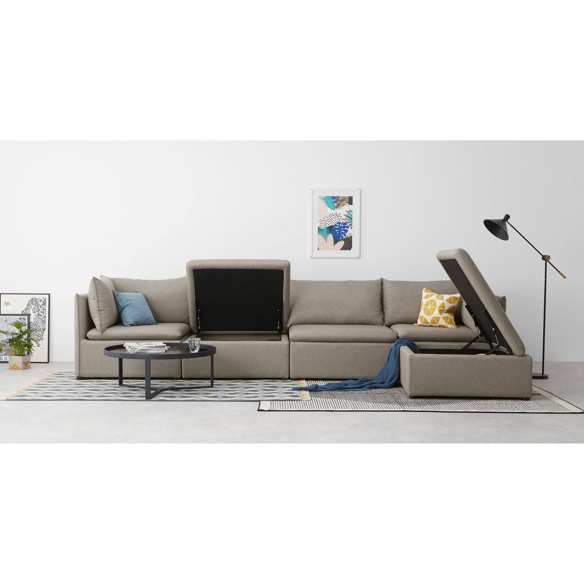 Victor 4 Seat Corner Sofa With Multi Storage, Portland Grey – image 2