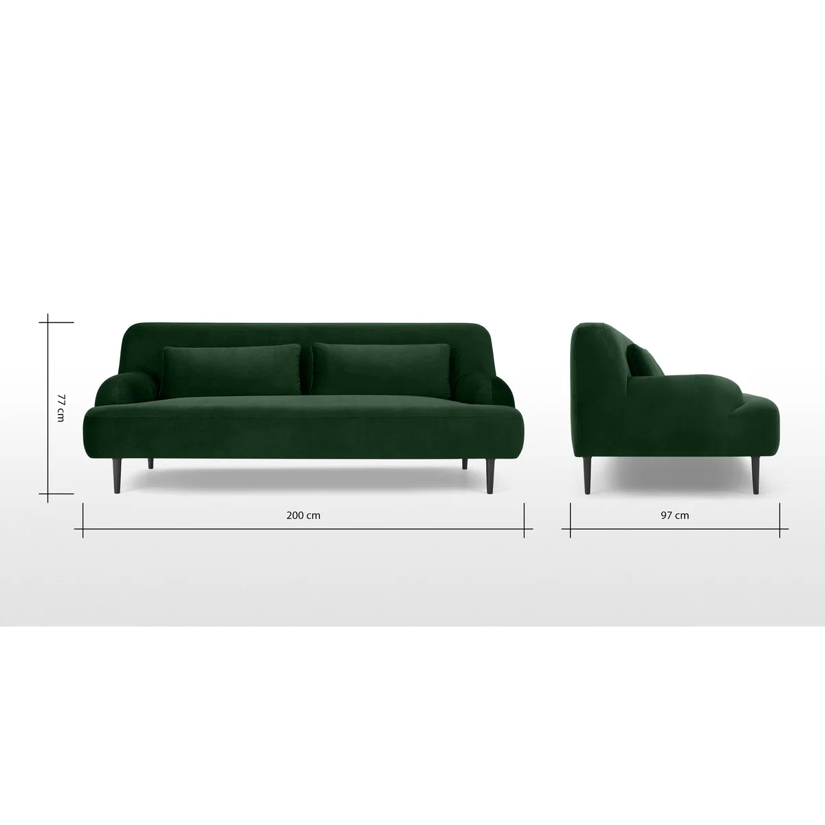 Giselle 2 Seater Sofa, Pine Green Velvet – image 8