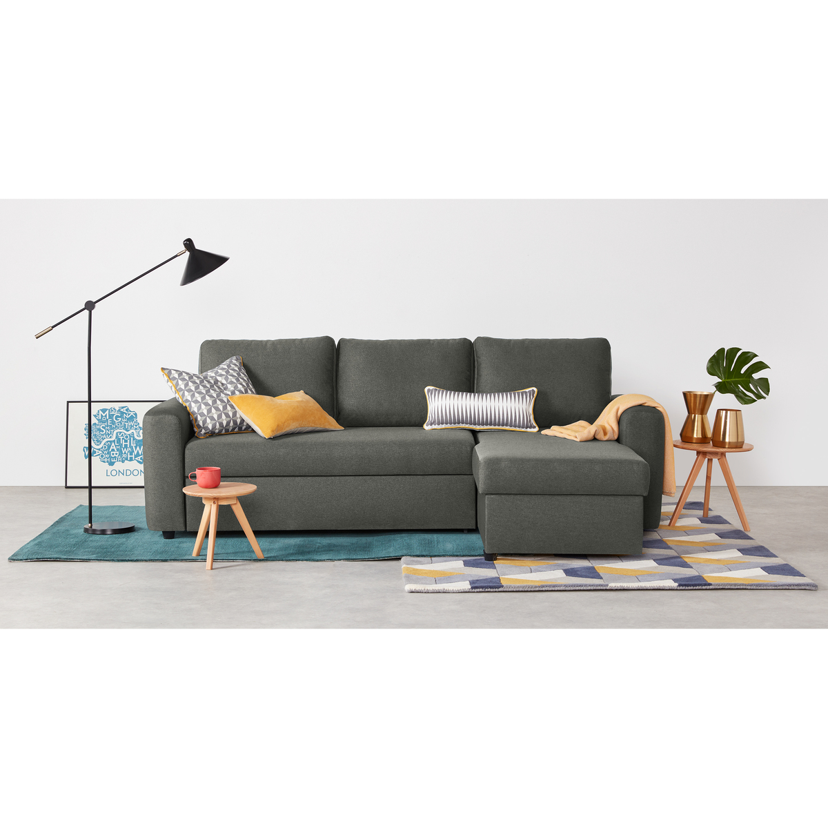 Aidian Corner Storage Sofa Bed, Pigeon Grey – image 3