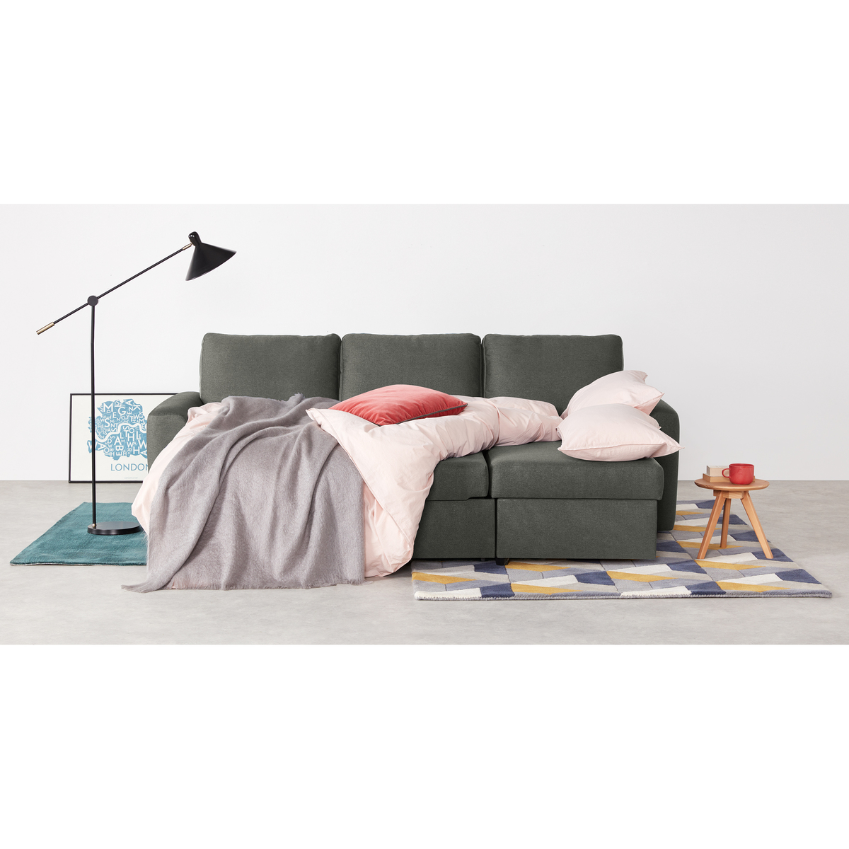 Aidian Corner Storage Sofa Bed, Pigeon Grey – image 6