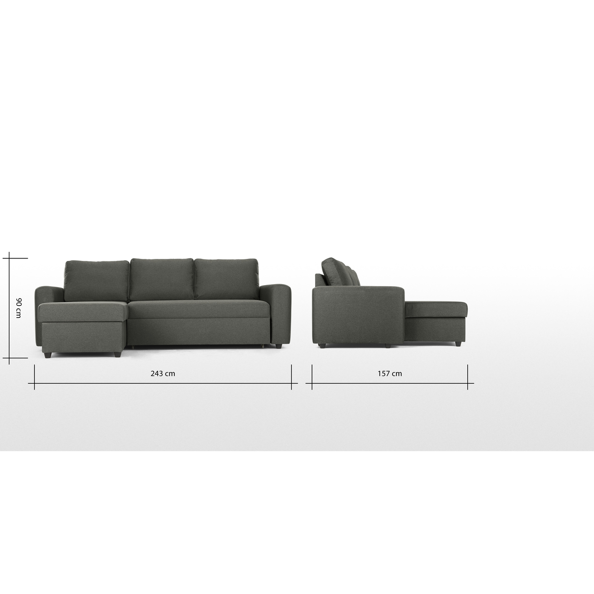 Aidian Corner Storage Sofa Bed, Pigeon Grey – image 9