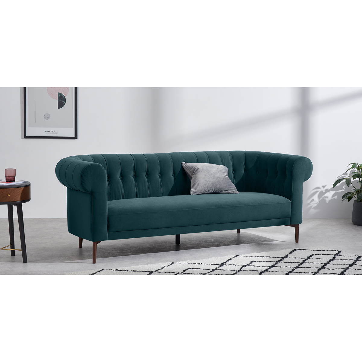 Hammond 3 Seater Sofa, Lagoon Blue velvet – image 3