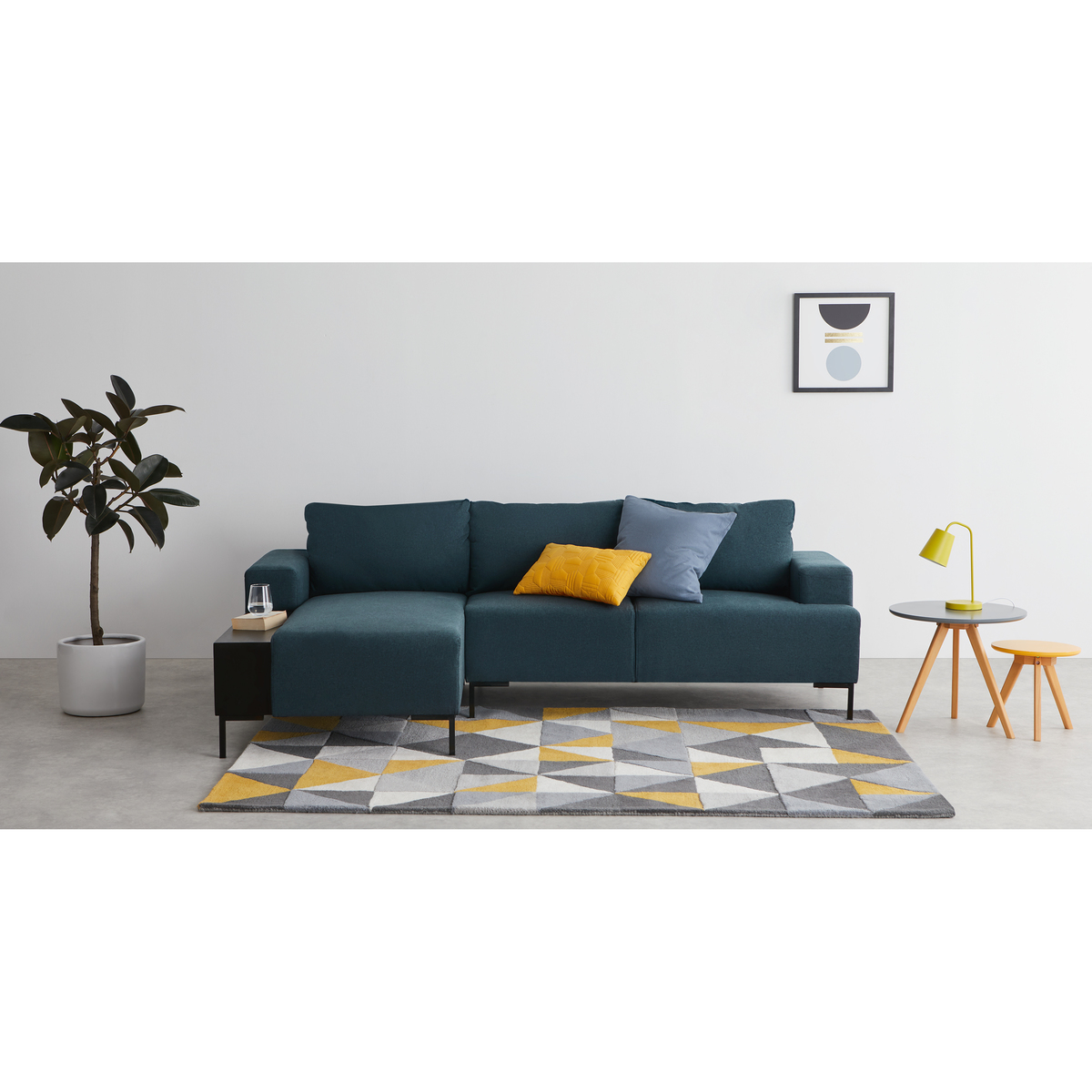 MADE Essentials Oskar Left Hand Facing Chaise End Corner Sofa  With Table, Aegean Blue – image 2