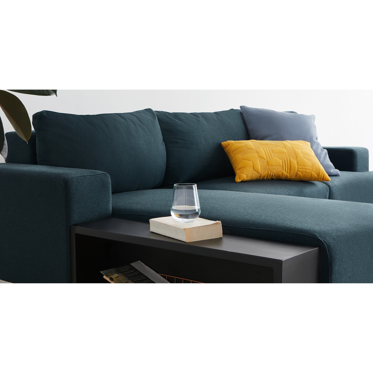 MADE Essentials Oskar Left Hand Facing Chaise End Corner Sofa  With Table, Aegean Blue – image 4