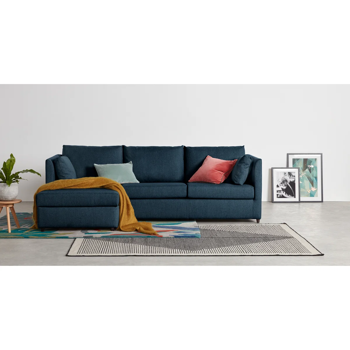 Milner Left Hand Facing Corner Storage Sofa Bed with Memory Foam Mattress, Arctic Blue – image 2