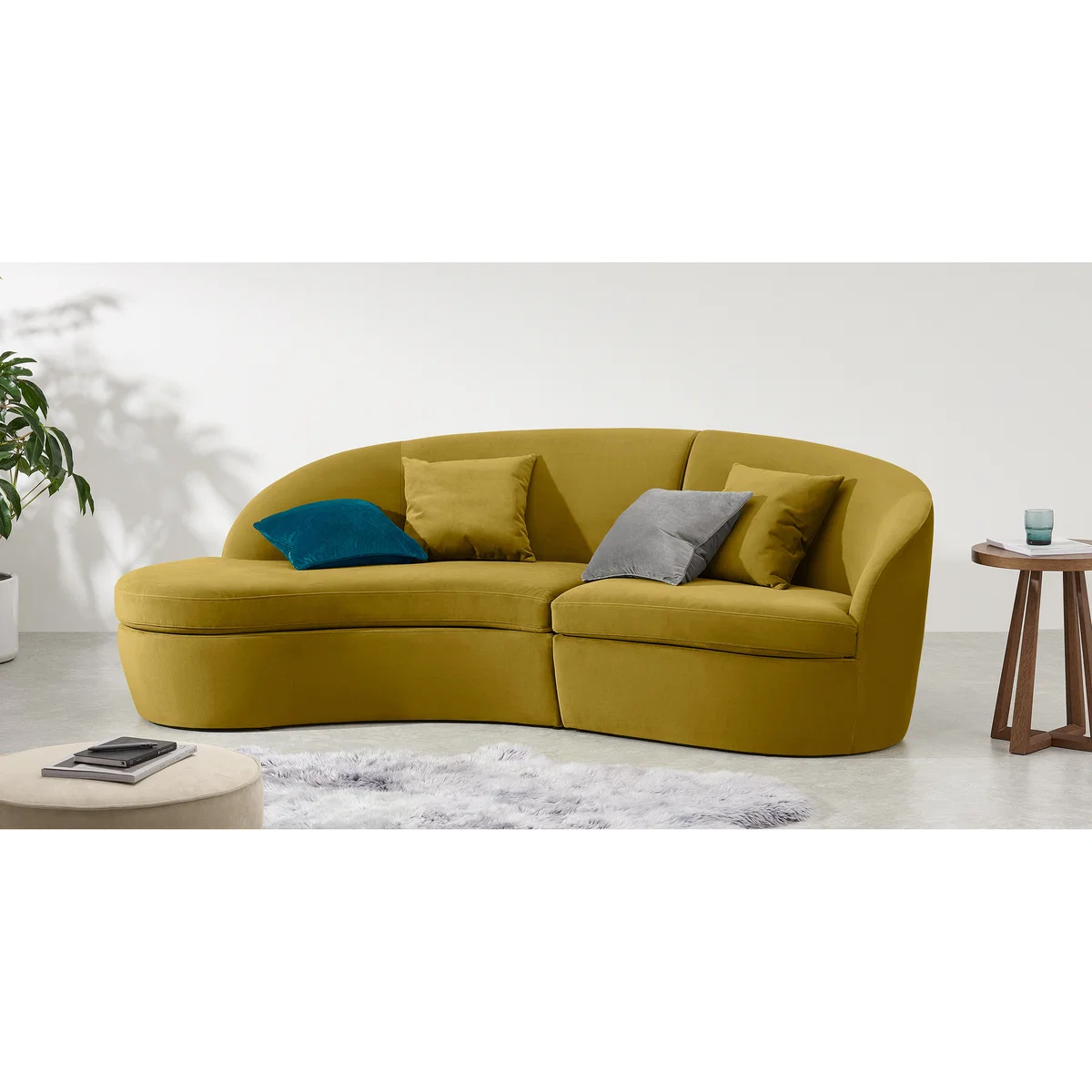 Reisa Left Hand Facing Chaise End Sofa, Vintage Gold Velvet – image 3