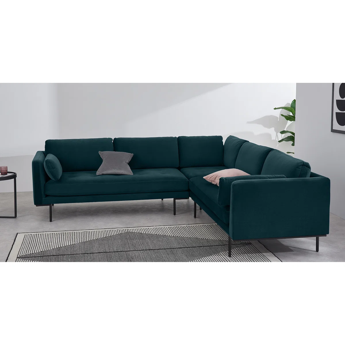 Harlow Corner Sofa, Steel Blue Velvet – image 3