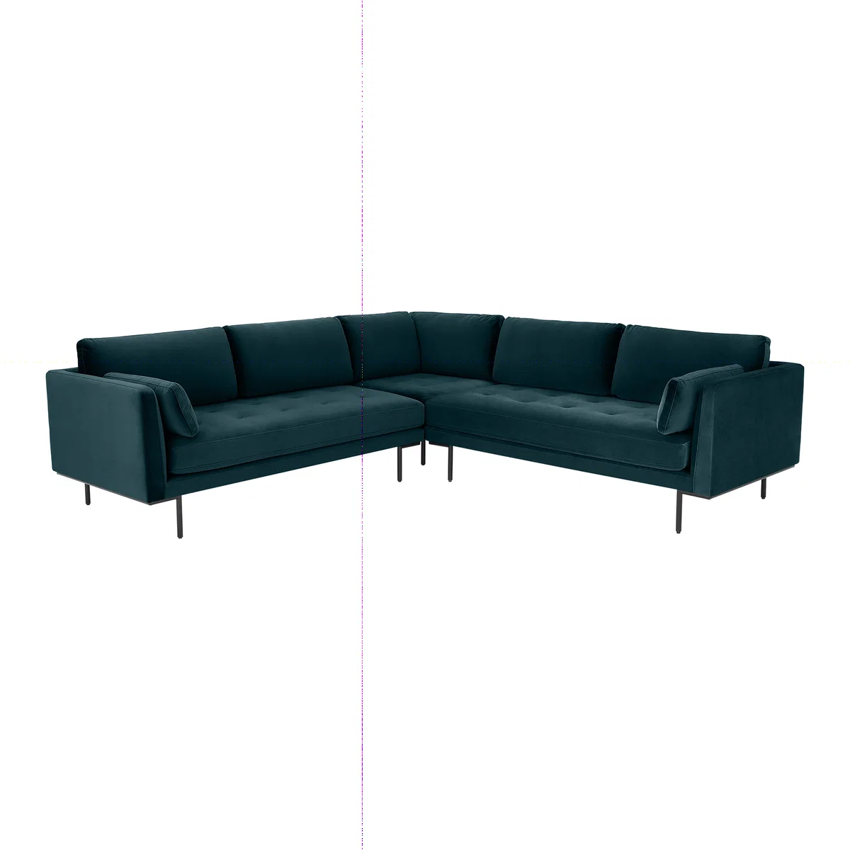 Harlow Corner Sofa, Steel Blue Velvet – image 1