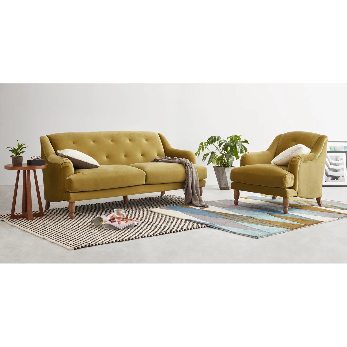 Ariana 3 Seater Sofa, Ochre Velvet – image 2