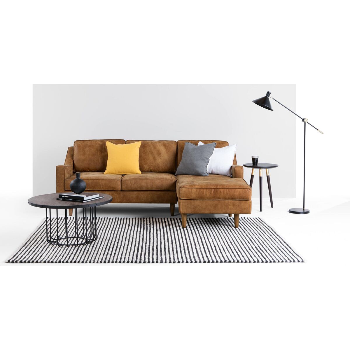 Dallas Right Hand Facing Chaise End Corner Sofa, Outback Tan Premium Leather – image 2