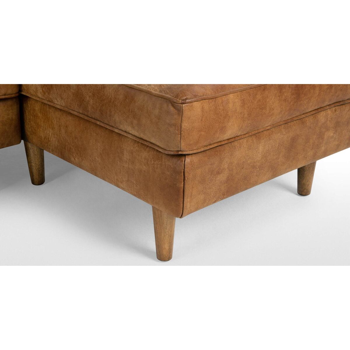 Dallas Right Hand Facing Chaise End Corner Sofa, Outback Tan Premium Leather – image 5
