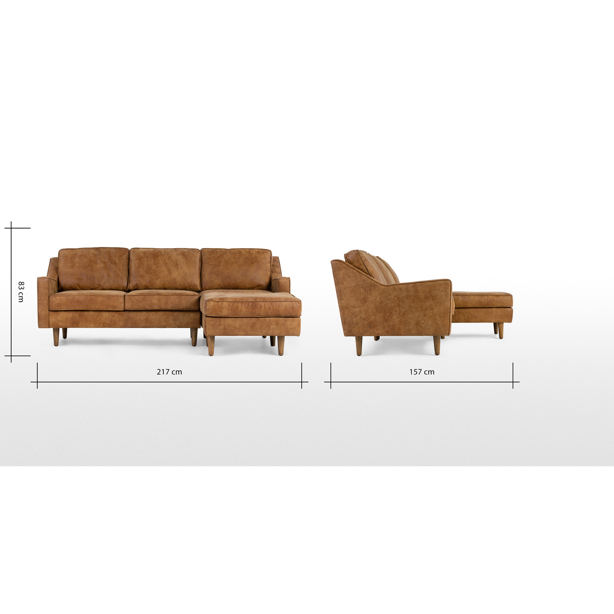 Dallas Right Hand Facing Chaise End Corner Sofa, Outback Tan Premium Leather – image 9