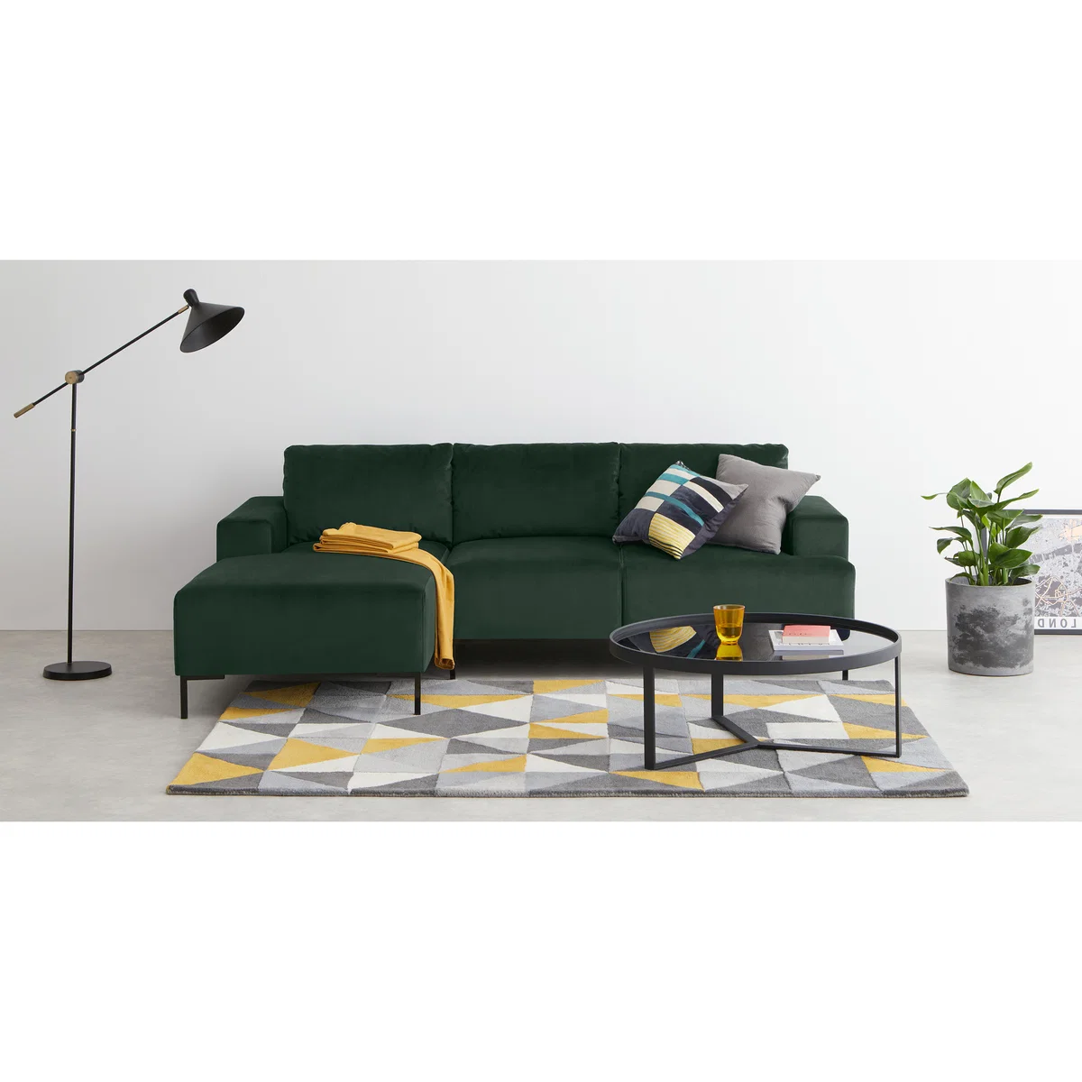 Frederik 3 Seater Left Hand Facing Compact Corner Chaise End Sofa, Autumn Green Velvet – image 3