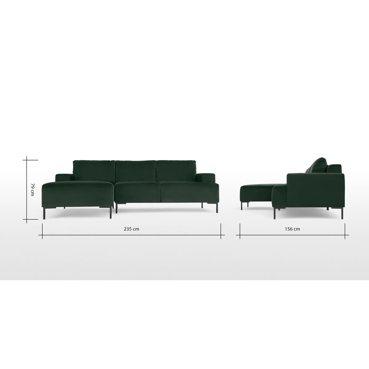 Frederik 3 Seater Left Hand Facing Compact Corner Chaise End Sofa, Autumn Green Velvet – image 8