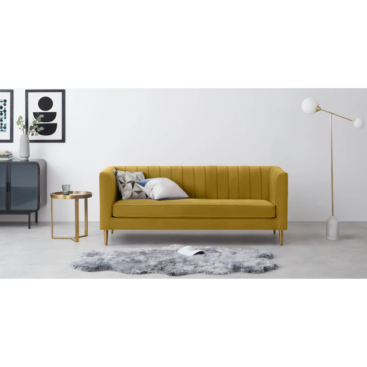 Amicie 3 Seater Sofa, Vintage Gold Velvet – image 3