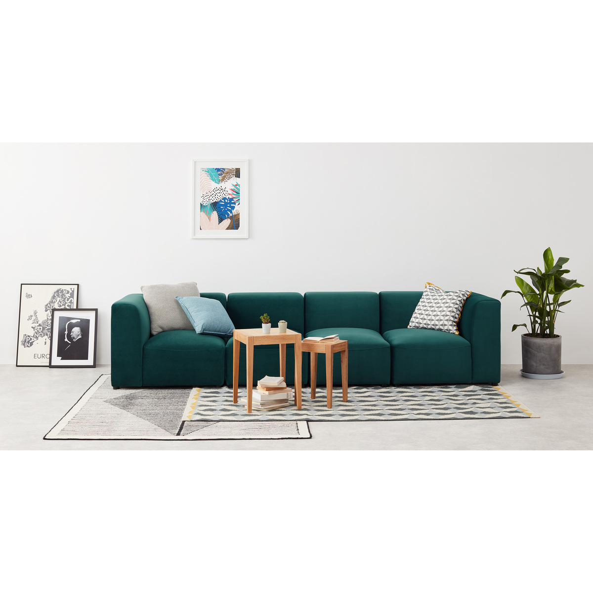 Juno 4 Seater Modular Sofa, Seafoam Blue Velvet – image 3