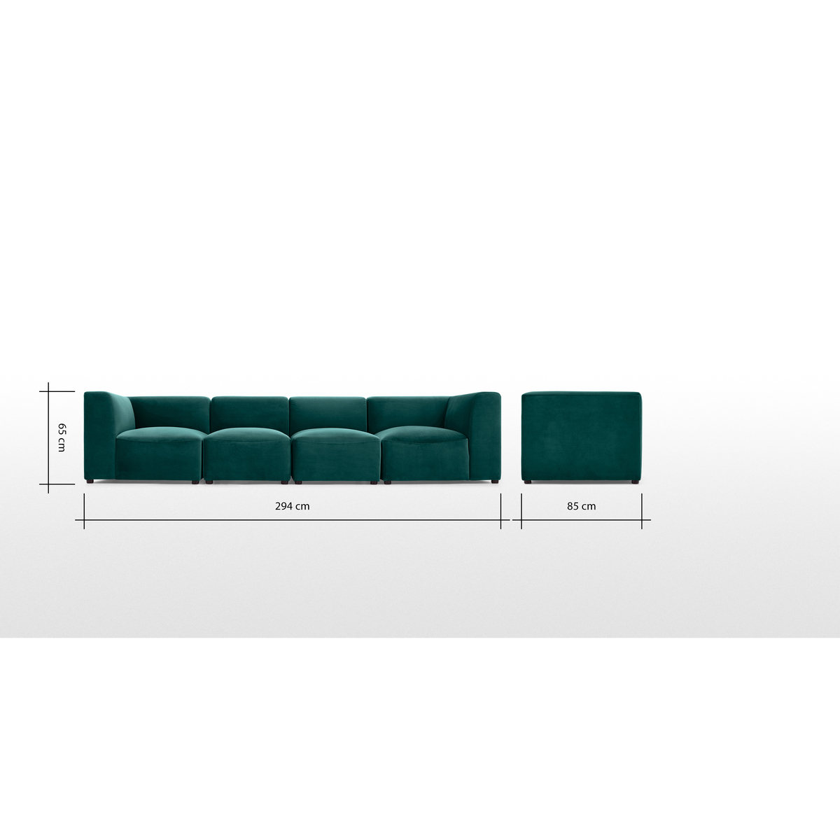 Juno 4 Seater Modular Sofa, Seafoam Blue Velvet – image 8