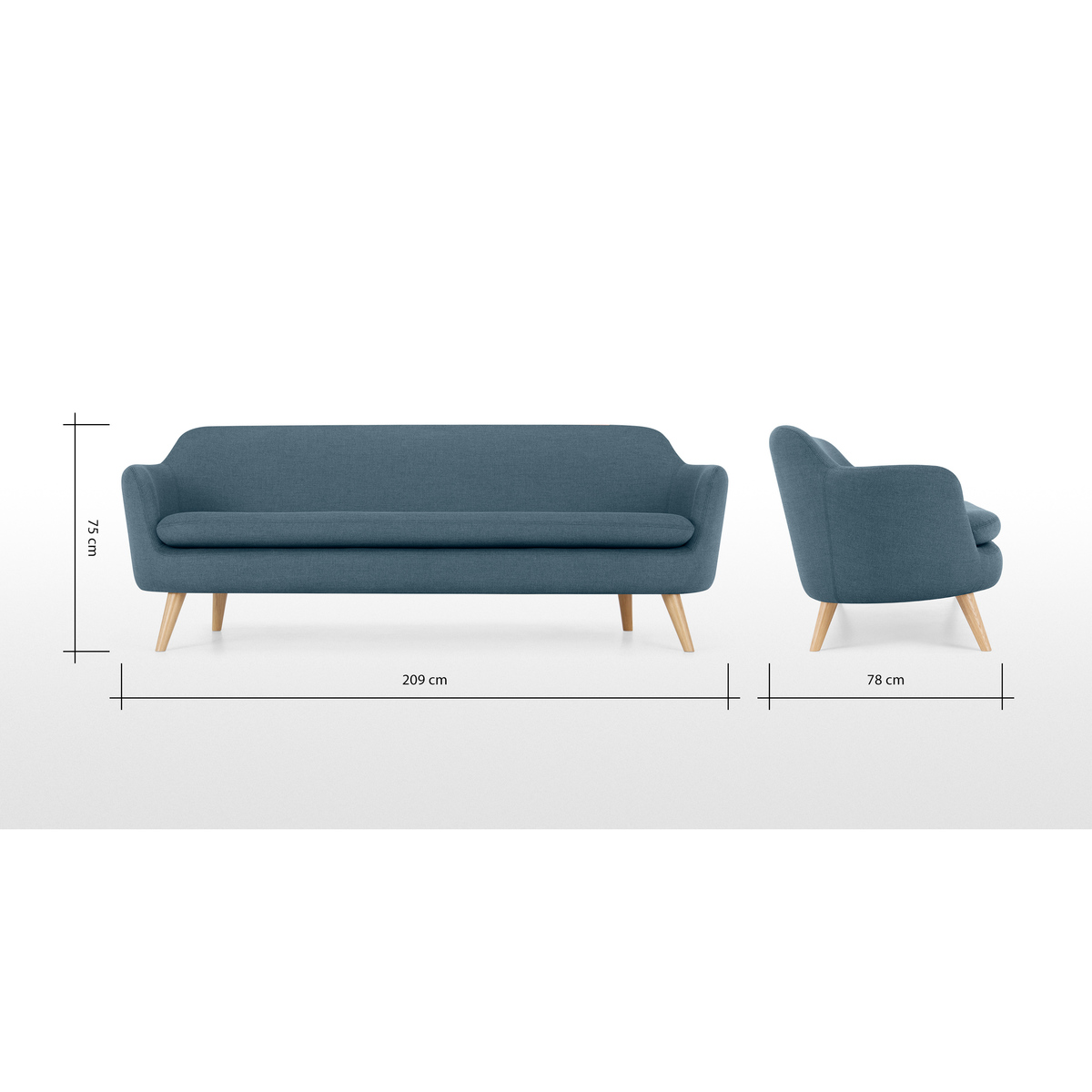 Nya 3 Seater Sofa, Duke Blue Weave – image 7