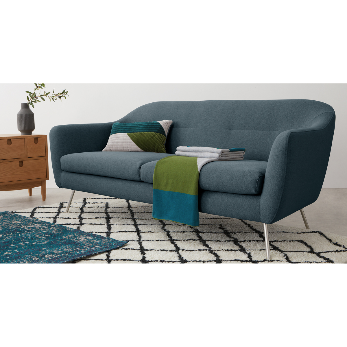 Reece 3 Seater Sofa, Mina Earl Blue with Metal Legs – image 5