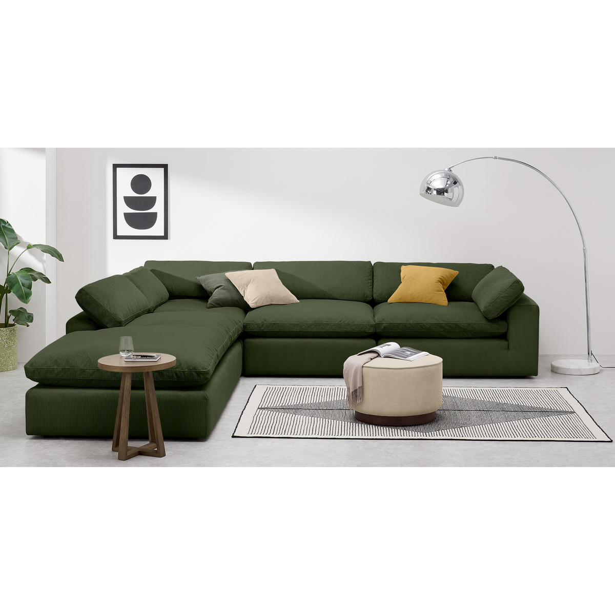 Samona Left Hand Facing Full Corner Sofa, Sage Corduroy Velvet – image 3