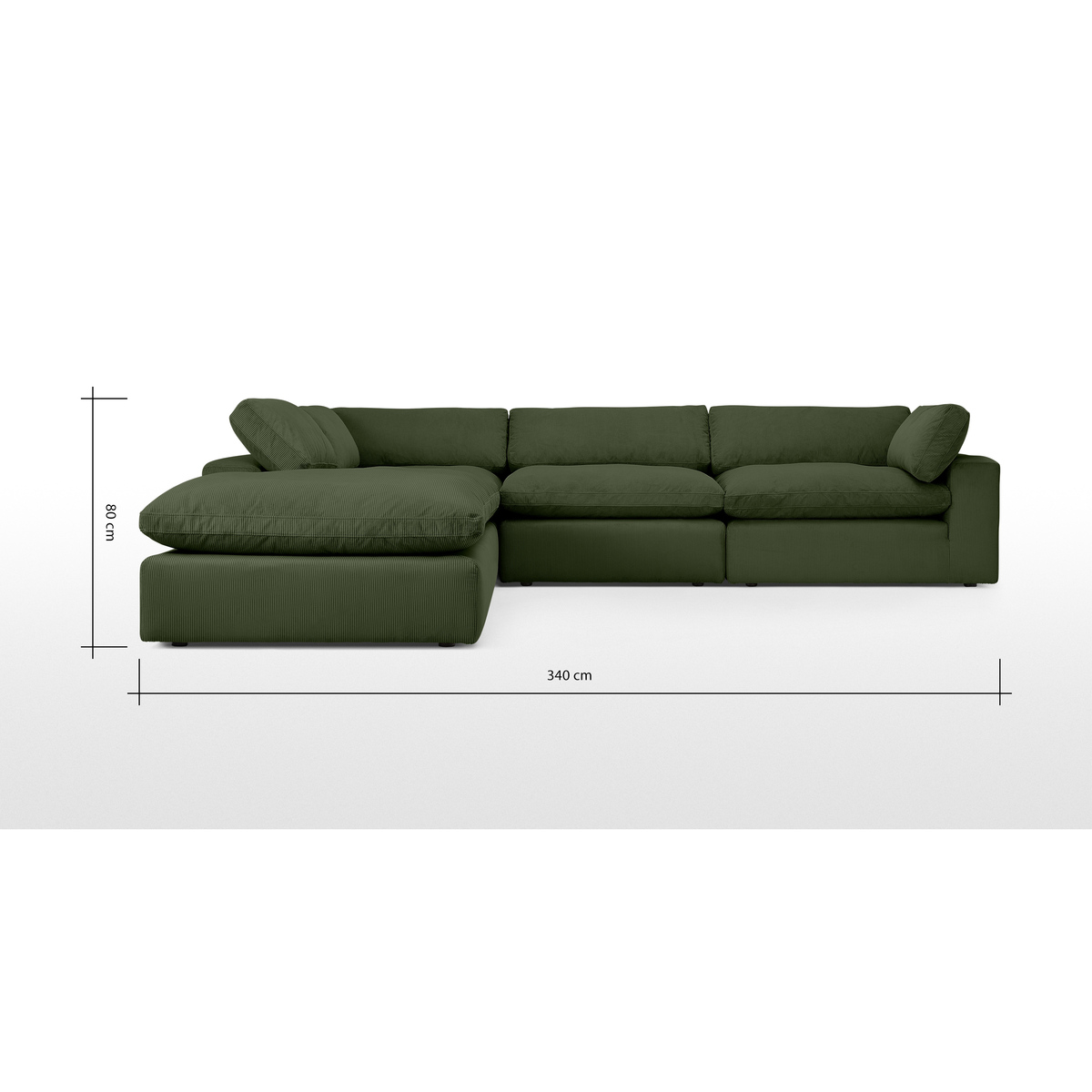 Samona Left Hand Facing Full Corner Sofa, Sage Corduroy Velvet – image 8