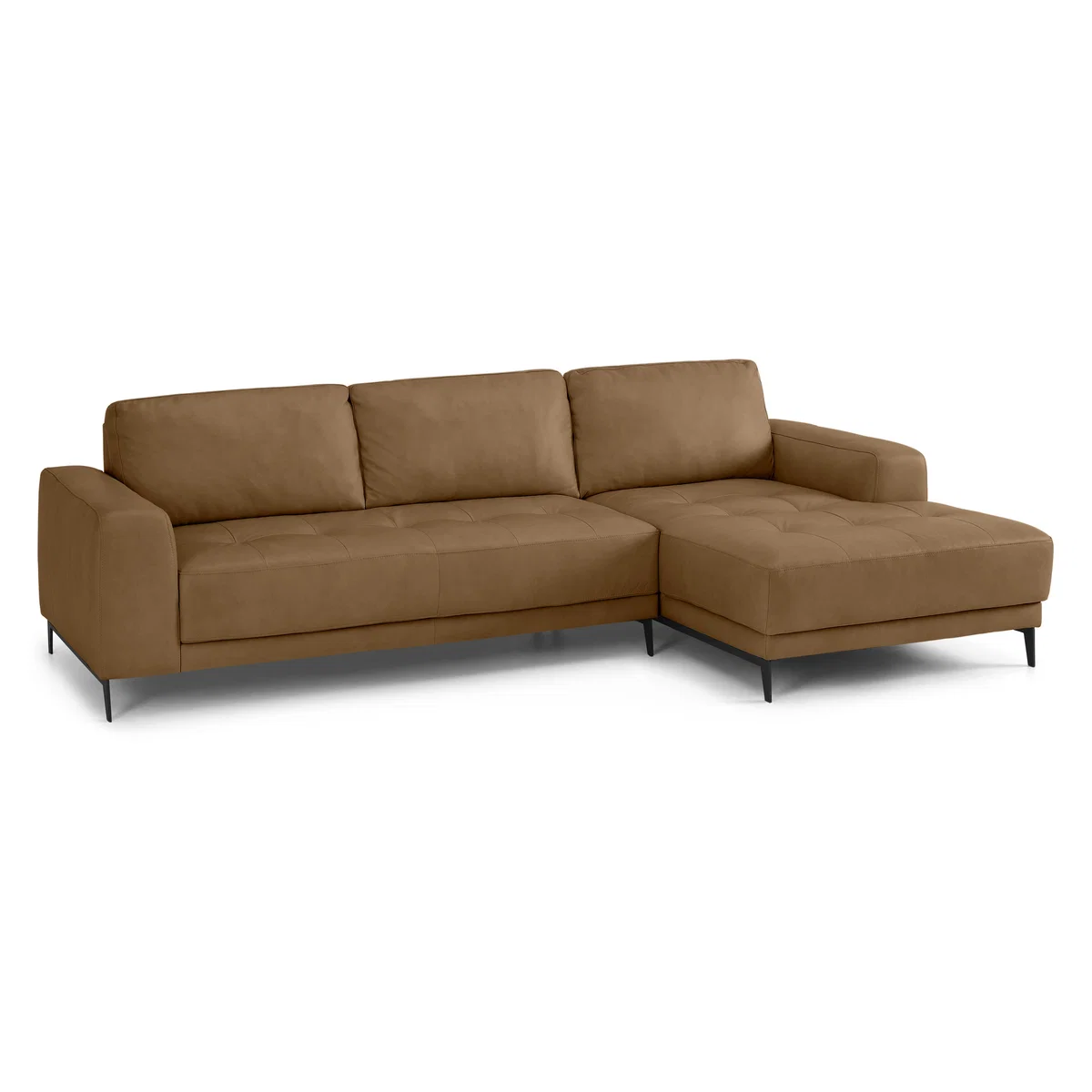 Luciano Right Hand Facing Corner Sofa, Pale Tan Leather – image 2