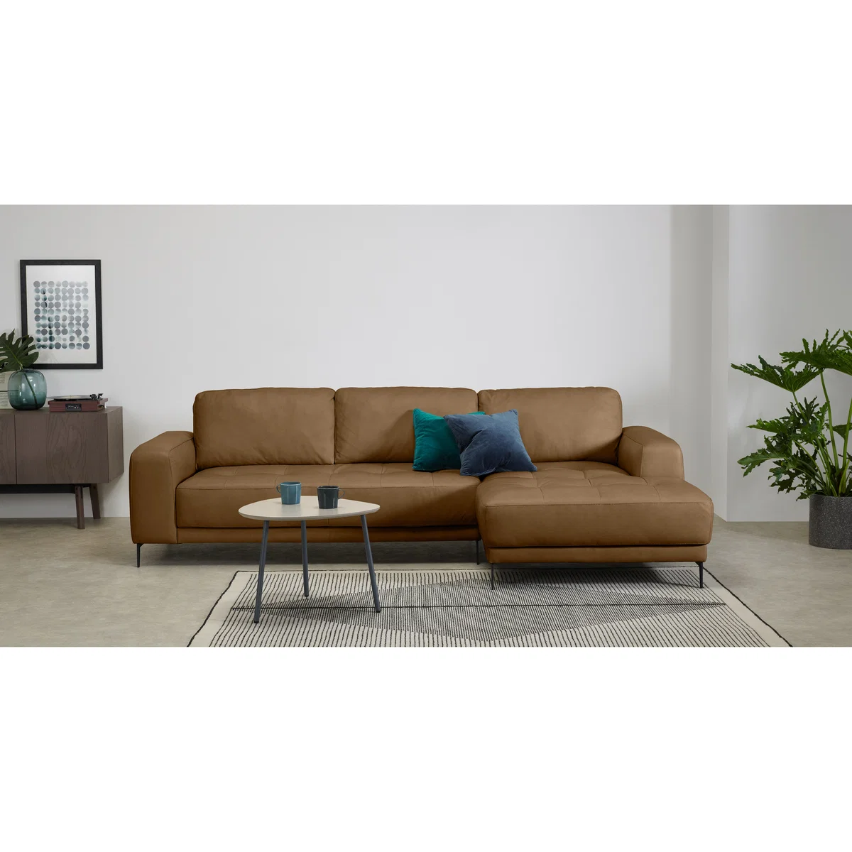 Luciano Right Hand Facing Corner Sofa, Pale Tan Leather – image 3