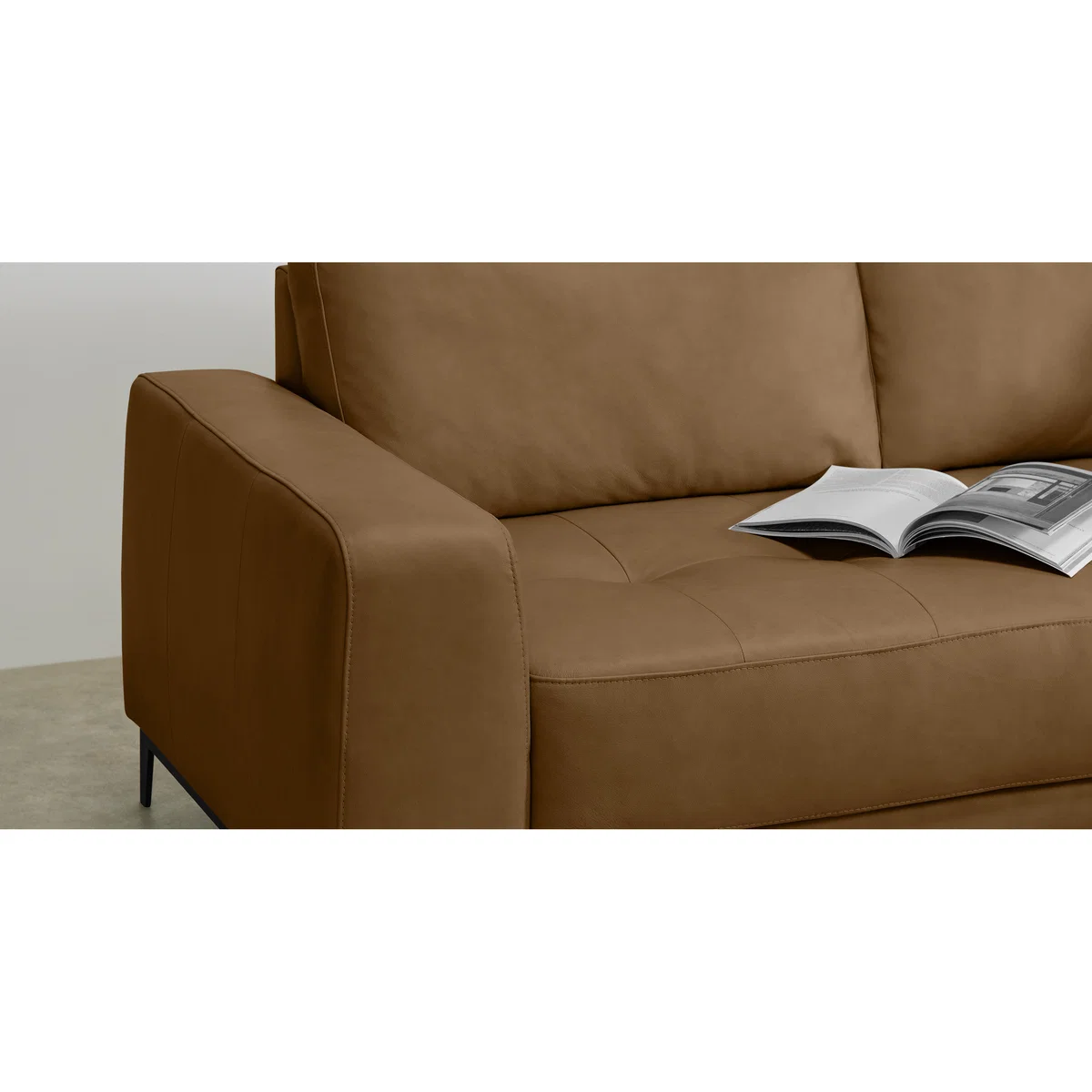 Luciano Right Hand Facing Corner Sofa, Pale Tan Leather – image 6