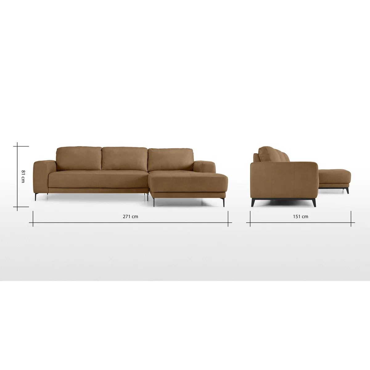 Luciano Right Hand Facing Corner Sofa, Pale Tan Leather – image 8