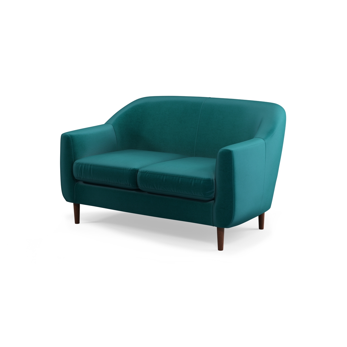 Custom MADE Tubby 2 Seater Sofa, Tuscan Teal Velvet with Dark Wood Legs – image 2