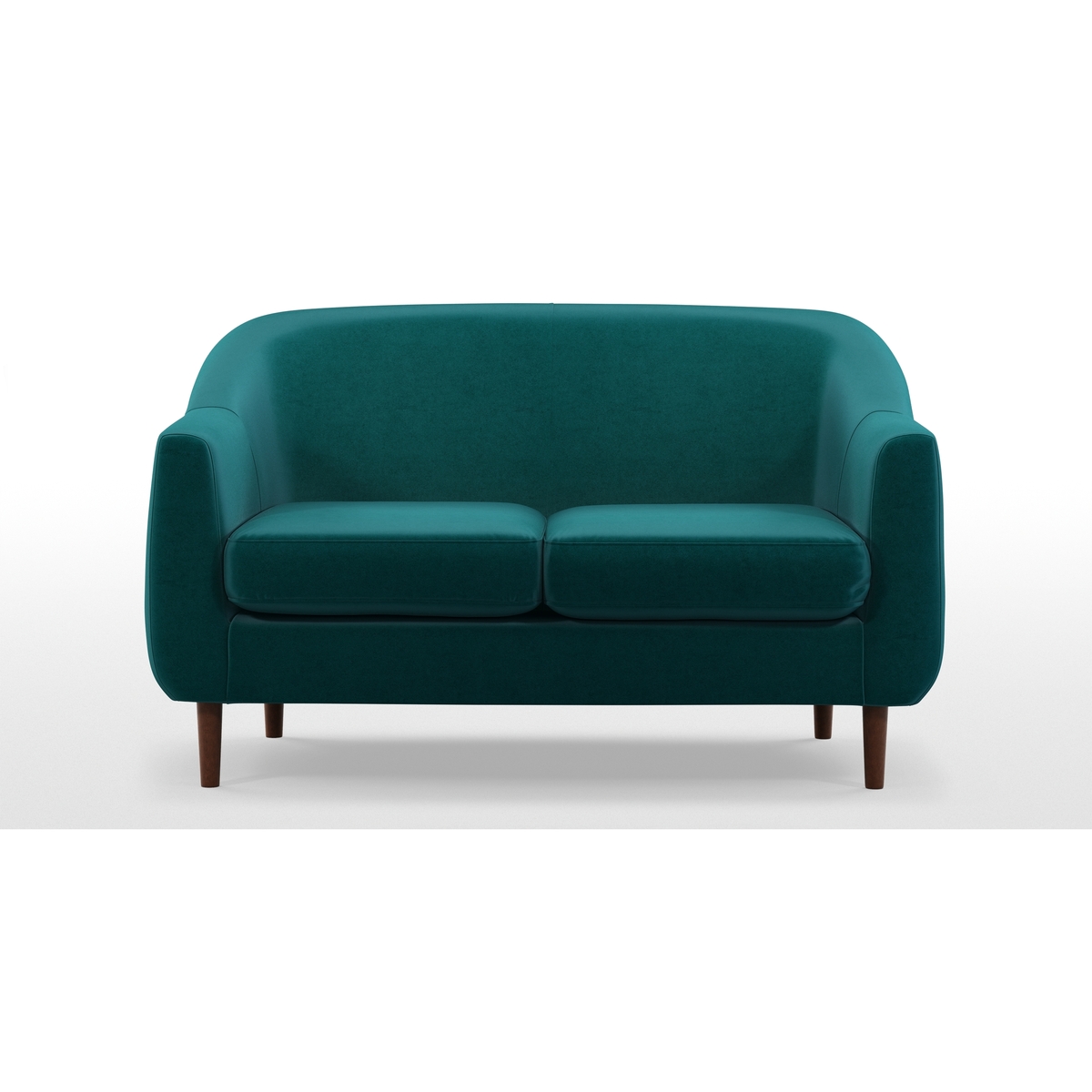 Custom MADE Tubby 2 Seater Sofa, Tuscan Teal Velvet with Dark Wood Legs – image 3