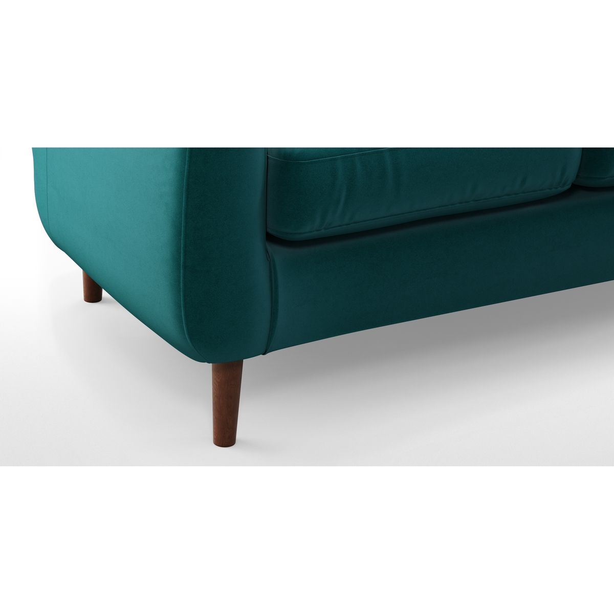 Custom MADE Tubby 2 Seater Sofa, Tuscan Teal Velvet with Dark Wood Legs – image 5