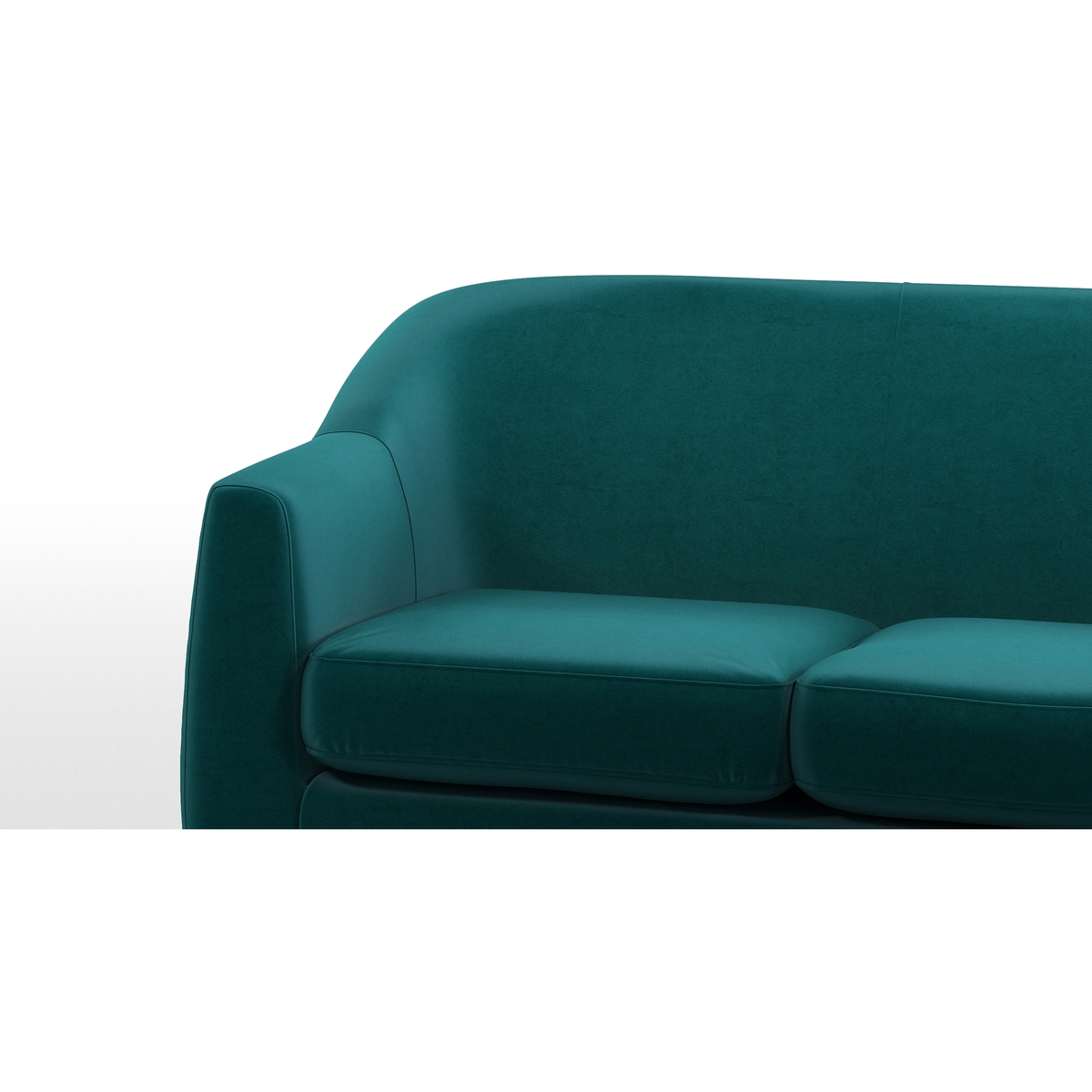 Custom MADE Tubby 2 Seater Sofa, Tuscan Teal Velvet with Dark Wood Legs – image 6