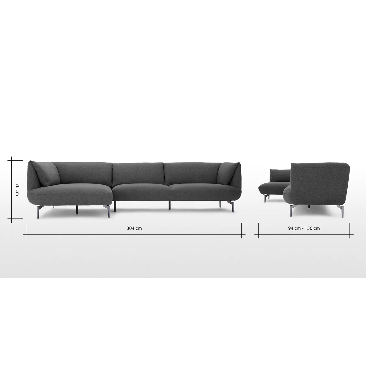 Inka Left Hand Facing Chaise End Corner Sofa, Marl Grey – image 8