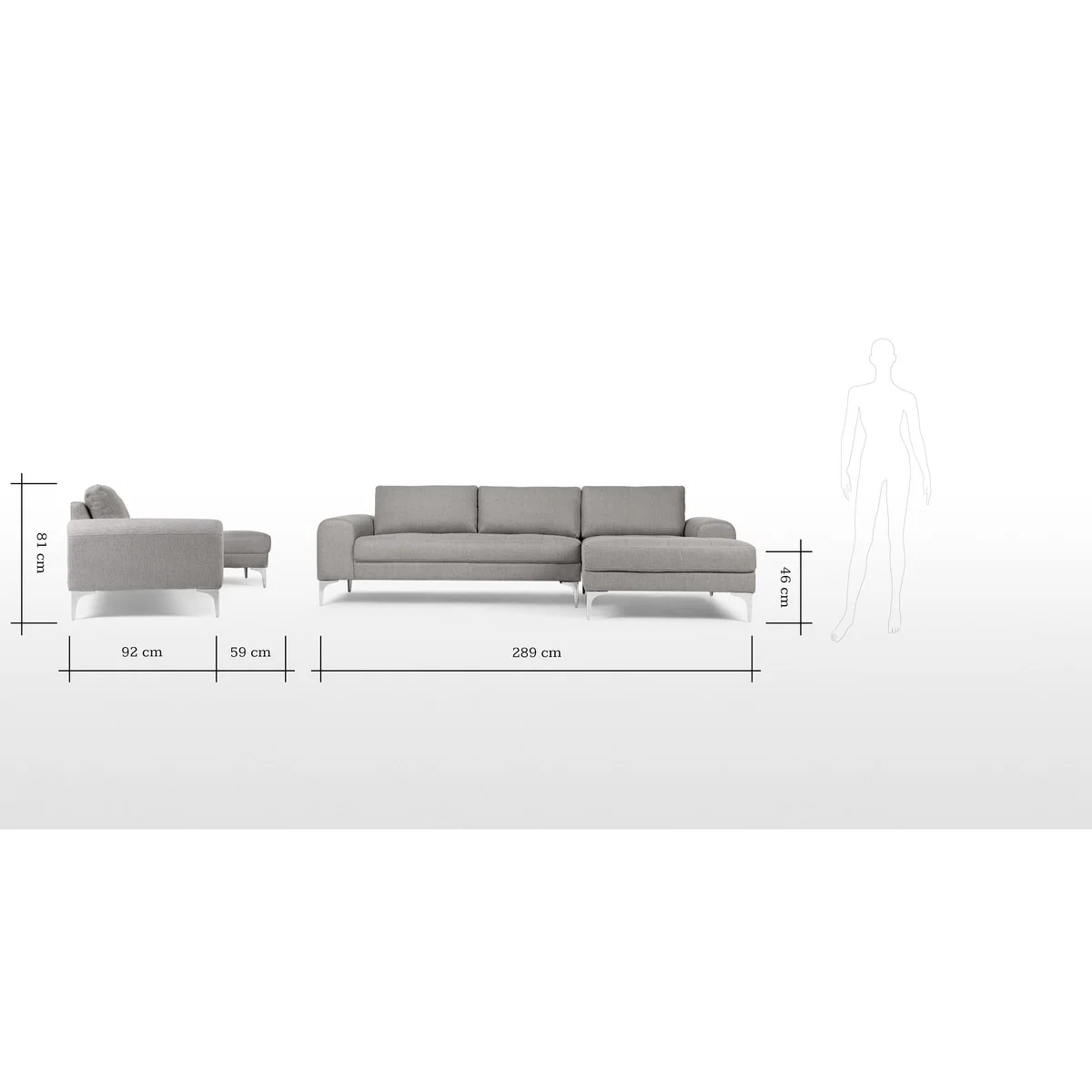 Vittorio Right Hand Facing Chaise End Corner Sofa, Pearl Grey – image 9