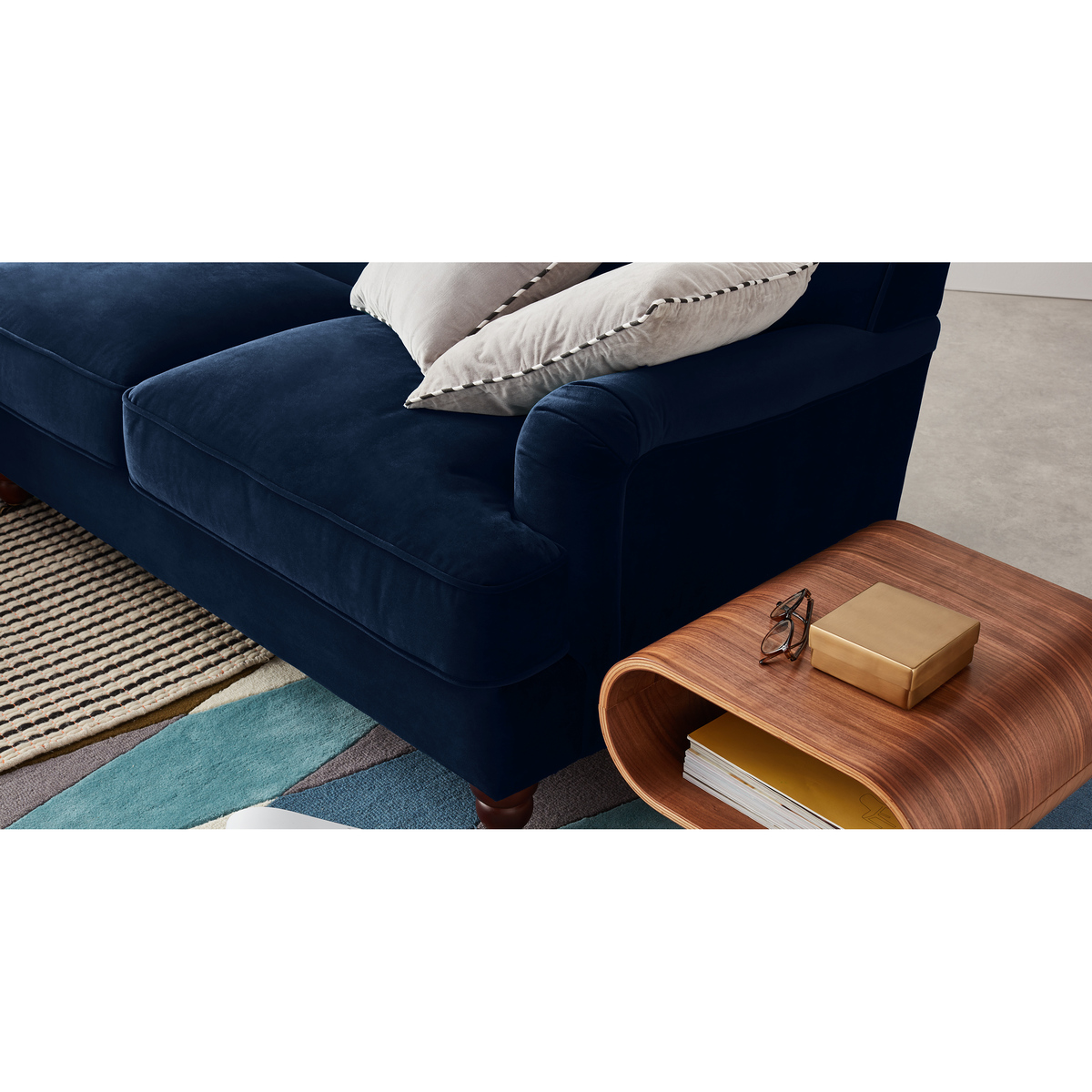Orson Left Hand Facing Chaise End Corner Sofa, Ink Blue Velvet – image 5